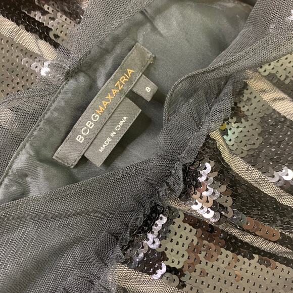 BCBGMAXAZRIA black sequin dress sheer straps - Picture 12 of 15